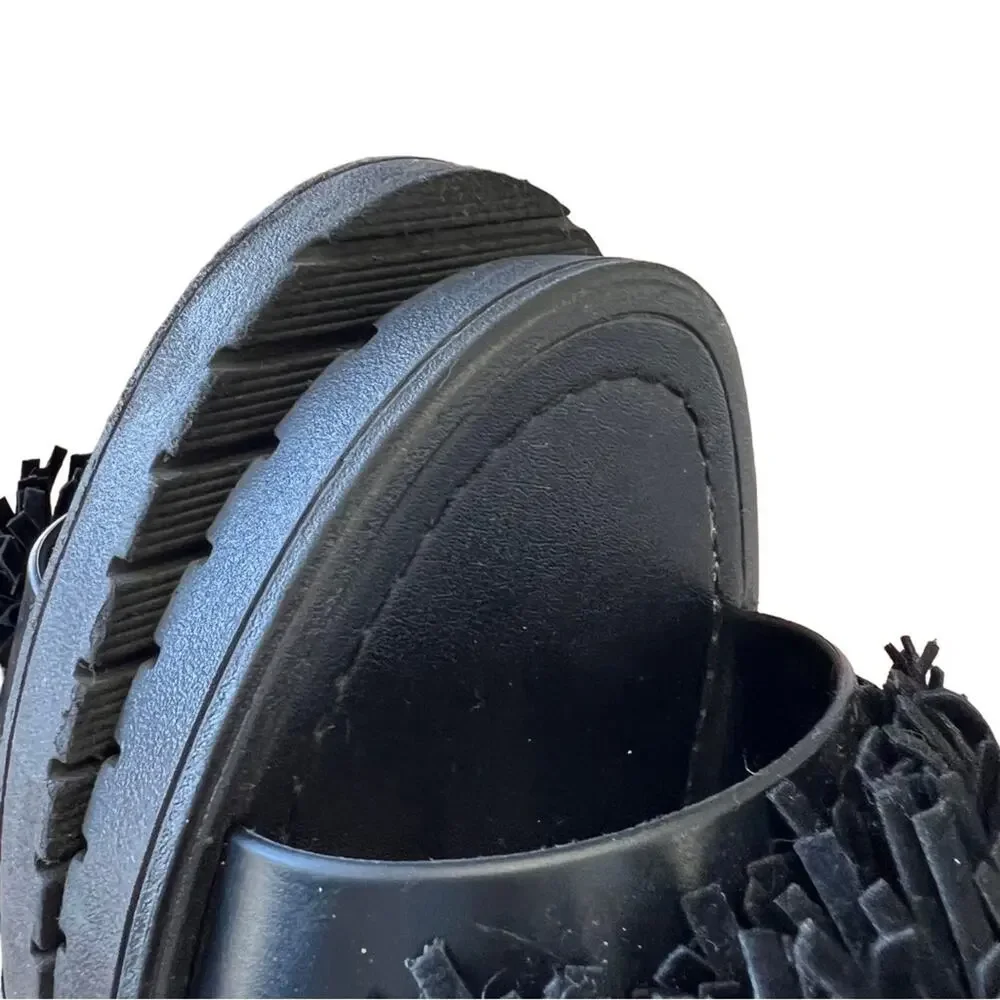 Dirty Laundry *MISMATCHED PAIR*Left 7 Right 8 Black Sandals slide on pompom top - Picture 10 of 16